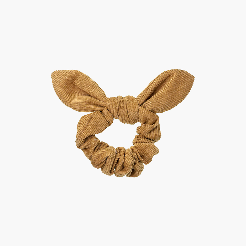 Elástico de cabelo scrunchie micro bombazine glitter com laço Mostarda