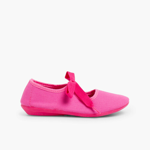 Sapatos de Tela Norteñas com laço Fúcsia