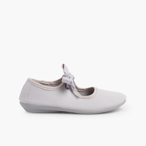 Sapatos de Tela Norteñas com laço Cinzento