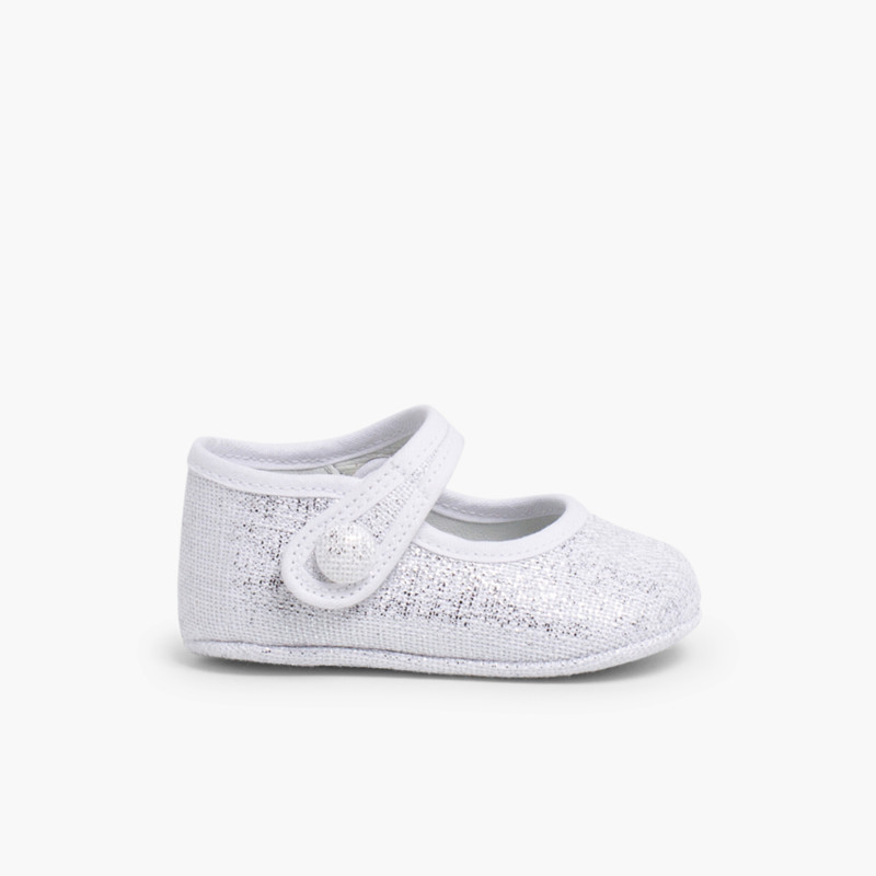 Sapatos Merceditas Bebé Linho tiras aderentes   Branco
