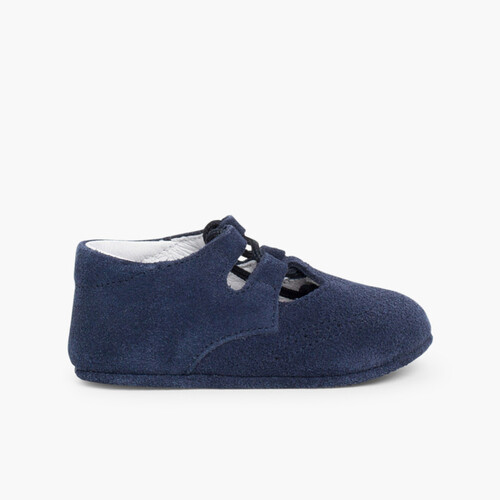 Sapato Estilo Inglês Camurça Bebé Azul Marinho