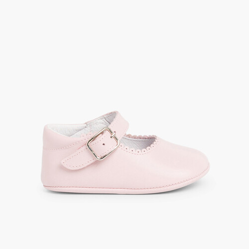 Sapato Mercedita Pele Bebé com Fivela Rosa