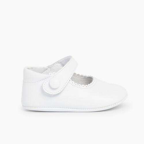 Sapato Mercedita Pele Bebé com tiras aderentes Branco