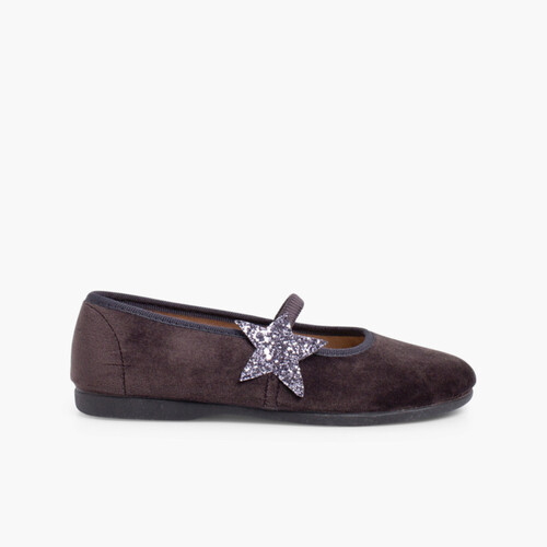 Sabrinas com Estrela Glitter e Tira Elástica Cinzento