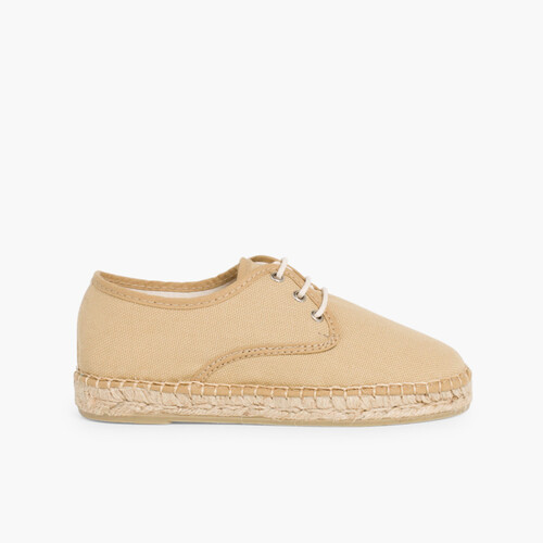 Sapatos Blucher de Lona com sola Alpargata Bege
