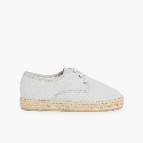 Sapatos Blucher de Lona com sola Alpargata Cinzento