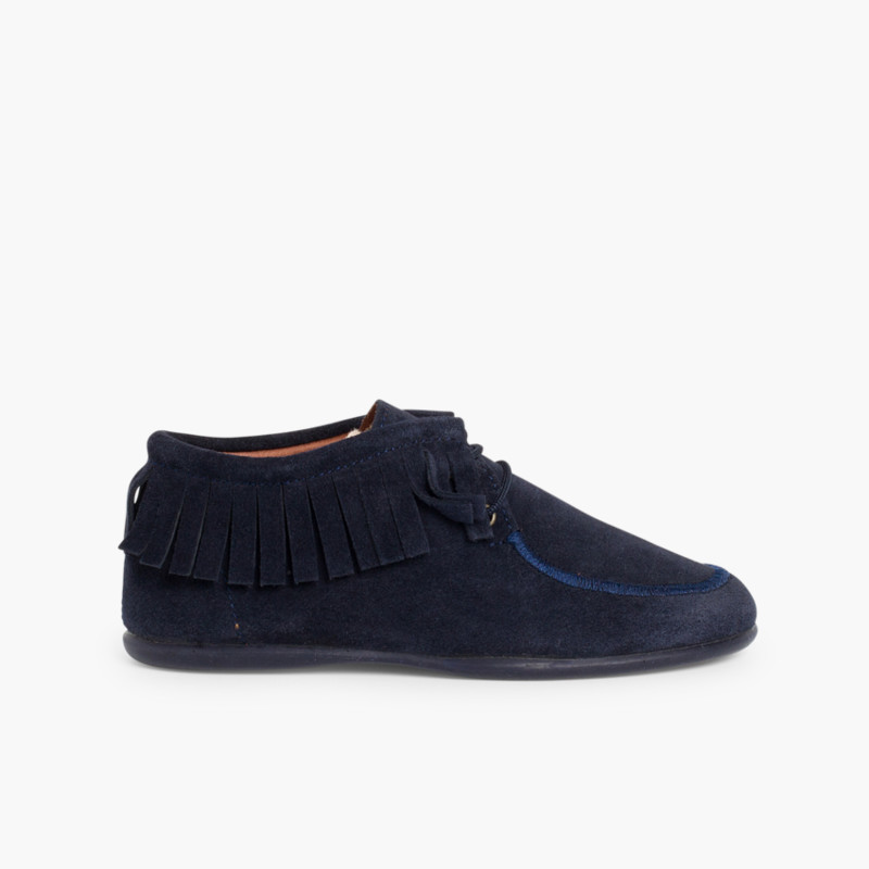 Botins de Franjas para Crianças e Mulher Azul Marinho