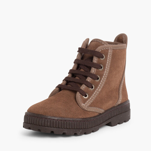 Botas Camurça Aviador com Fecho-éclair Castanho