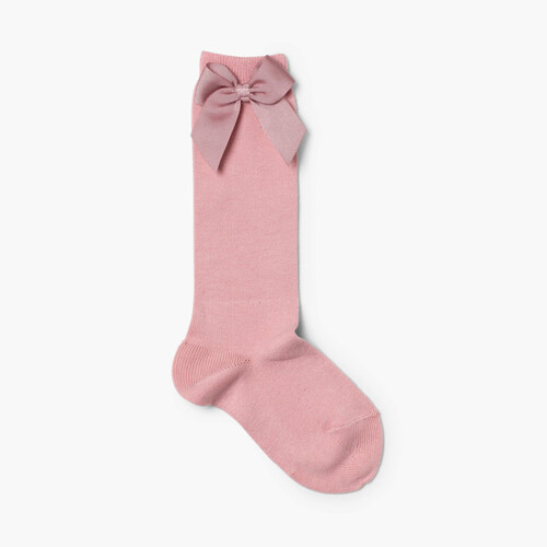 Meias Altas Cóndor Algodão com Laço Rosa Pálido