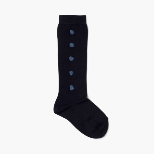 Meias Altas Cóndor com bolinhas  Azul Marinho