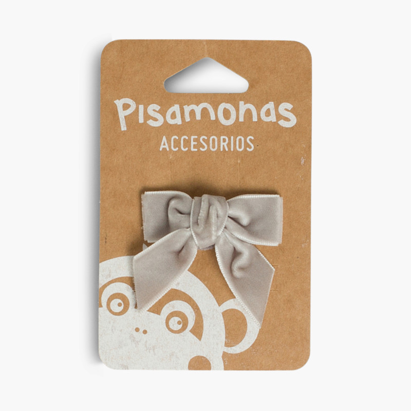 Elástico de cabelo com laço de veludo Cinzento escuro