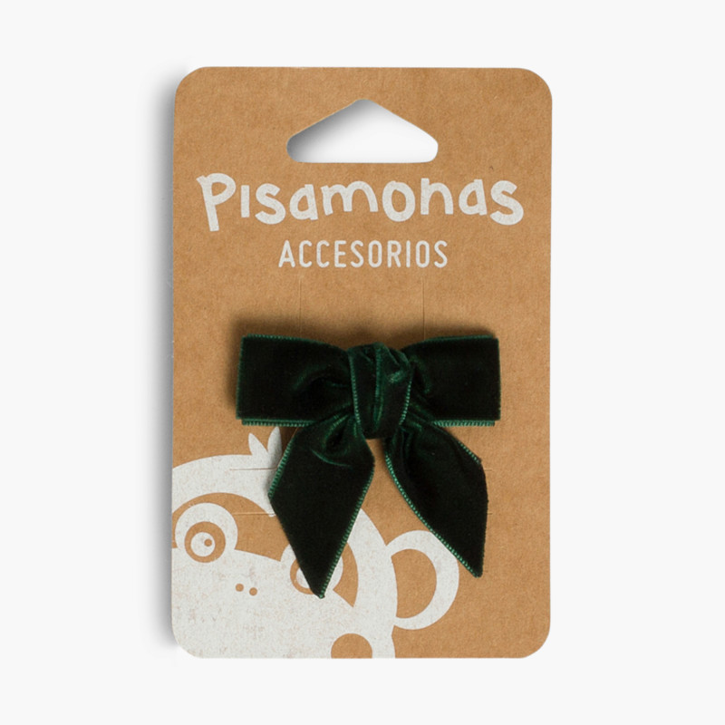 Elástico de cabelo com laço de veludo Verde Garrafa