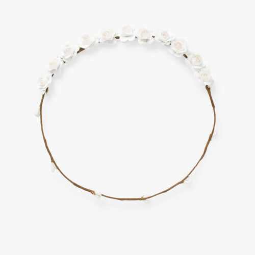 Coroa Média de Flores Branco