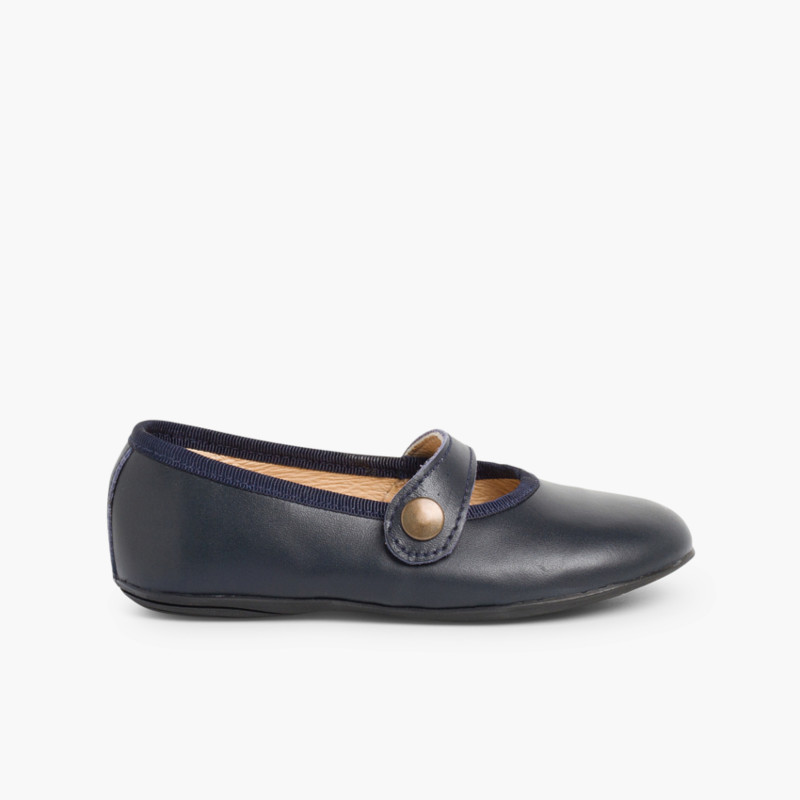 Sapatos Merceditas Menina Pele Cores Azul Marinho