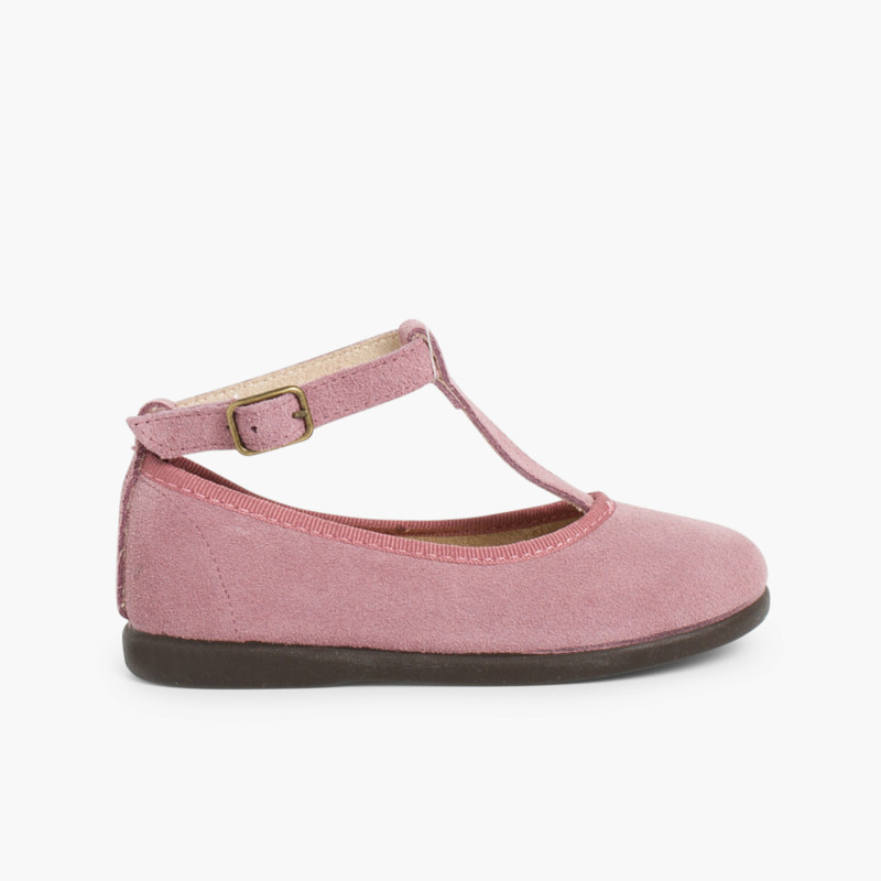 Sapatos Merceditas Menina Camurça com fecho pulseira Beringela