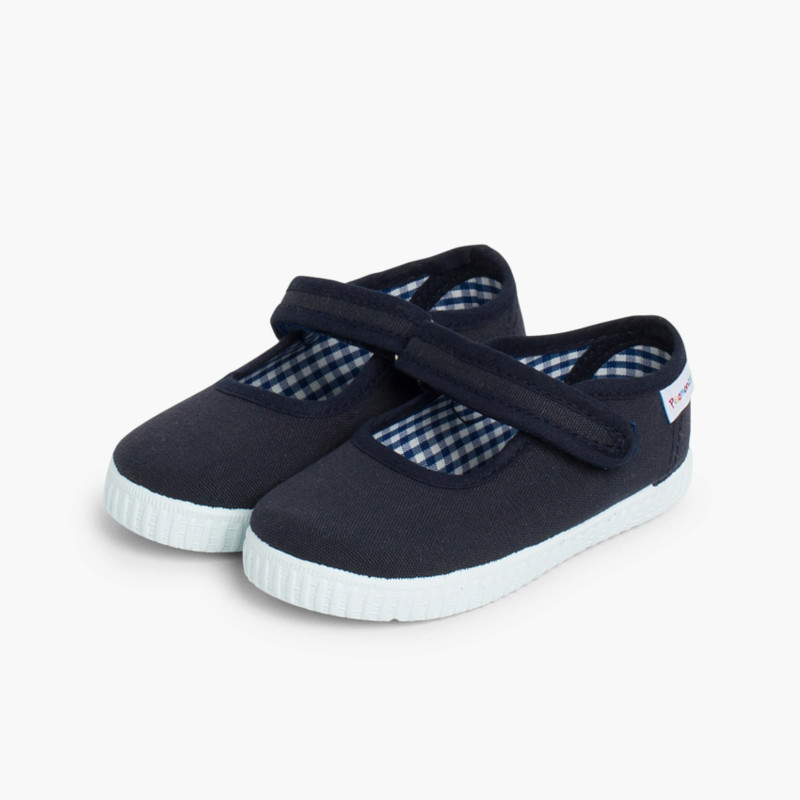 Sapatos Merceditas Menina tiras aderentes   Sola tipo Ténis Azul Marinho