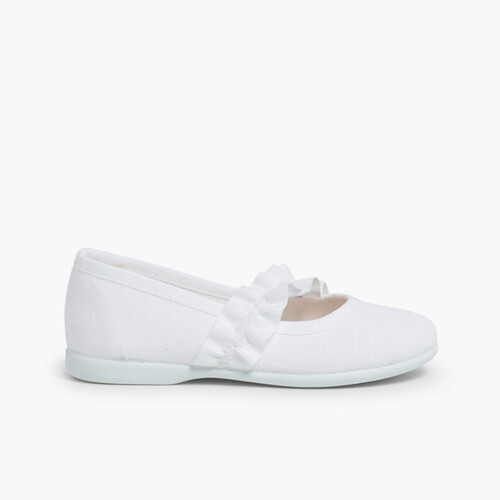 Sapatos Merceditas com Tira Elástica Larga Branco