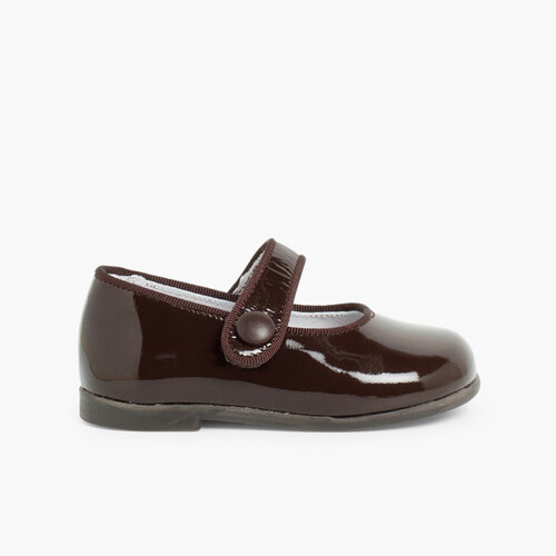 Sapatos Merceditas Verniz Menina com tiras aderentes Castanho