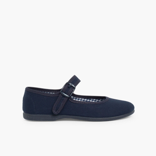 Sapatos Merceditas Tecido com Fivela Tamanhos Grandes  Azul Marinho