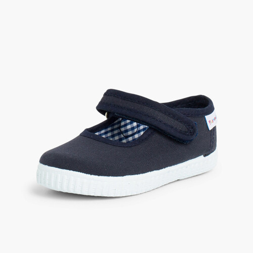 Sapatos Merceditas Menina tiras aderentes   Sola tipo Ténis Azul Marinho