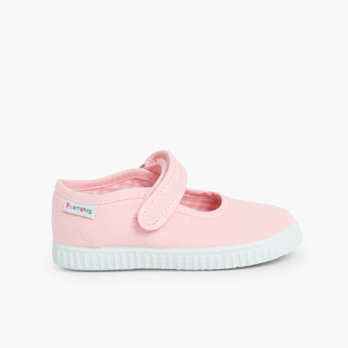Sapatos Merceditas Menina tiras aderentes   Sola tipo Ténis Rosa