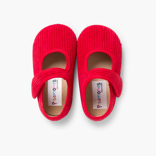 Pantufas Merceditas de Bombazina Meninas Vermelho