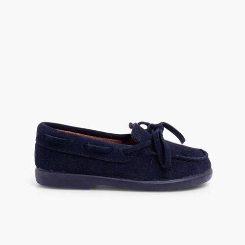 Mocassins Camurça Atacador Entrelaçado Tamanhos Pequenos Azul Marinho