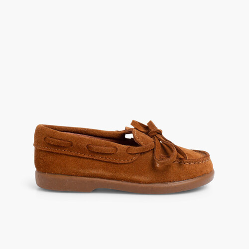 Mocassins Camurça Atacador Entrelaçado Tamanhos Pequenos Camelo
