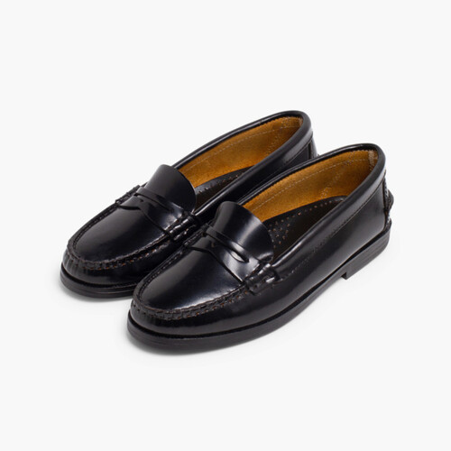 Mocassins Menina Colégio Pele Preto