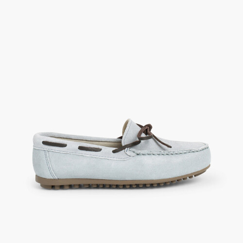 Mocassins Menino Camurça Atacador Quadrado Céu azul