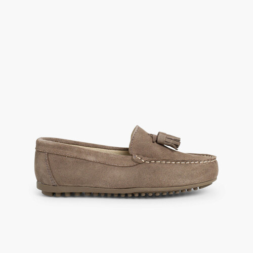 Mocassins Menino Camurça Berloques Cinzento