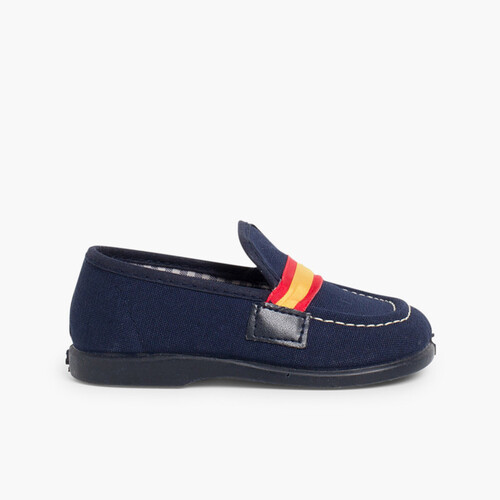 Mocassins Tecido Bandeira Espanha Azul Marinho