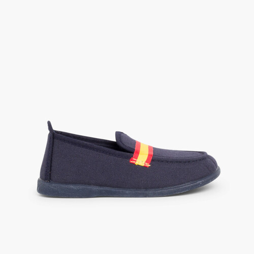 Mocassins Tecido Bandeira Espanha Tamanhos Grandes Azul Marinho