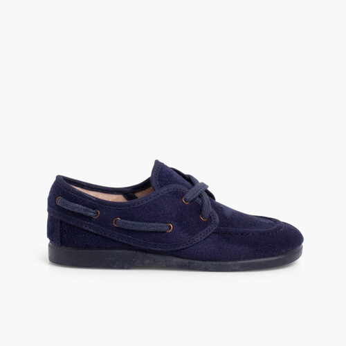 Sapatos de Vela tipo Camurça com atacadores Azul Marinho