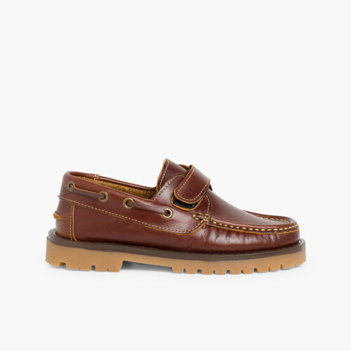 Sapatos de Vela com tiras aderentes Castanho