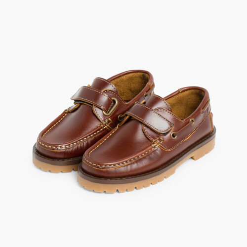 Sapatos de Vela com tiras aderentes Castanho