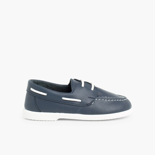 Sapatos de Vela Pele Lavável Azul Marinho