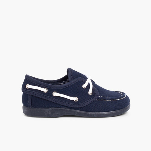 Sapatos de Vela Tecido com Atacadores Azul Marinho