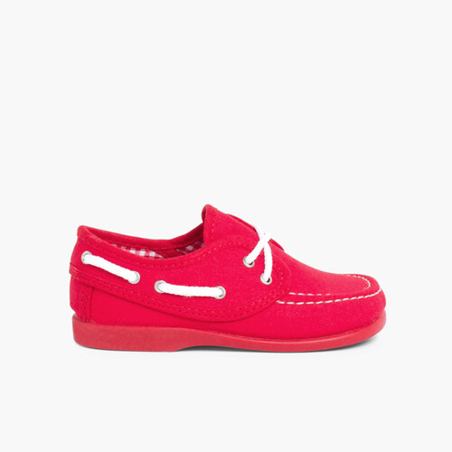 Sapatos de Vela Tecido com Atacadores Vermelho