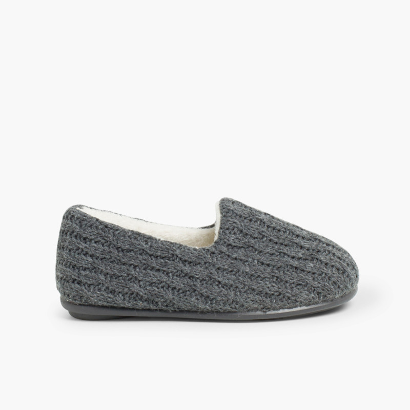 Pantufas Lã Oito Cinzento