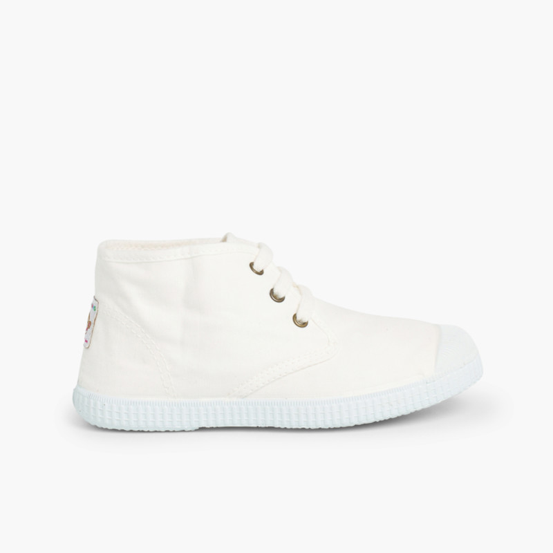 Ténis Lona tipo Bota com Atacadores  Branco