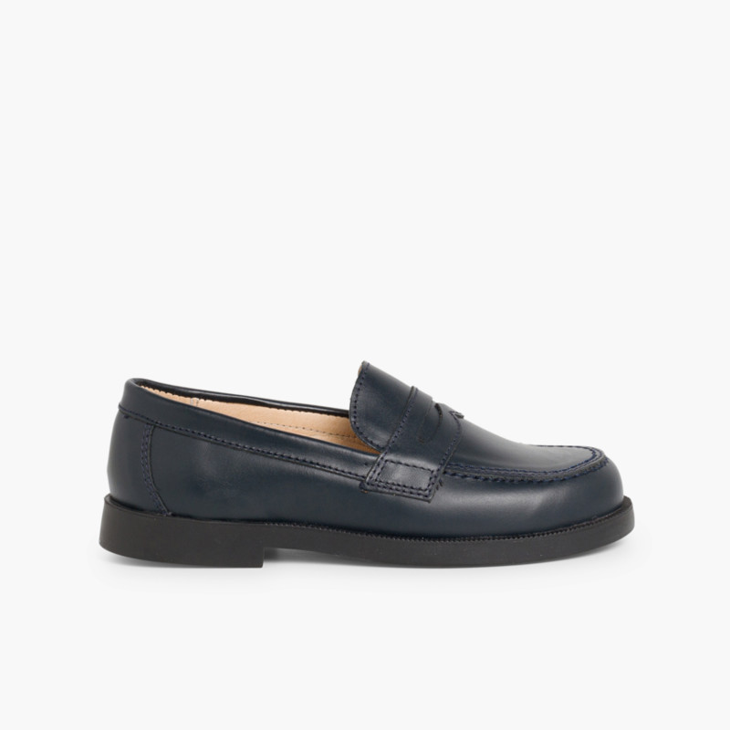 Mocassins Colegiais Azul Marinho/Preto Azul Marinho