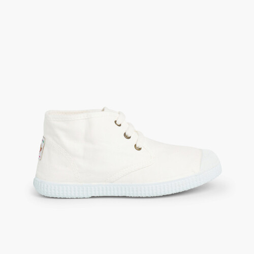 Ténis Lona tipo Bota com Atacadores  Branco