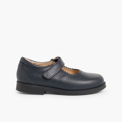 Sapatos Colegiais Menina com tiras aderentes     Azul Marinho