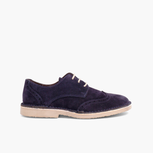 Sapatos Blucher com Picotado Azul Marinho