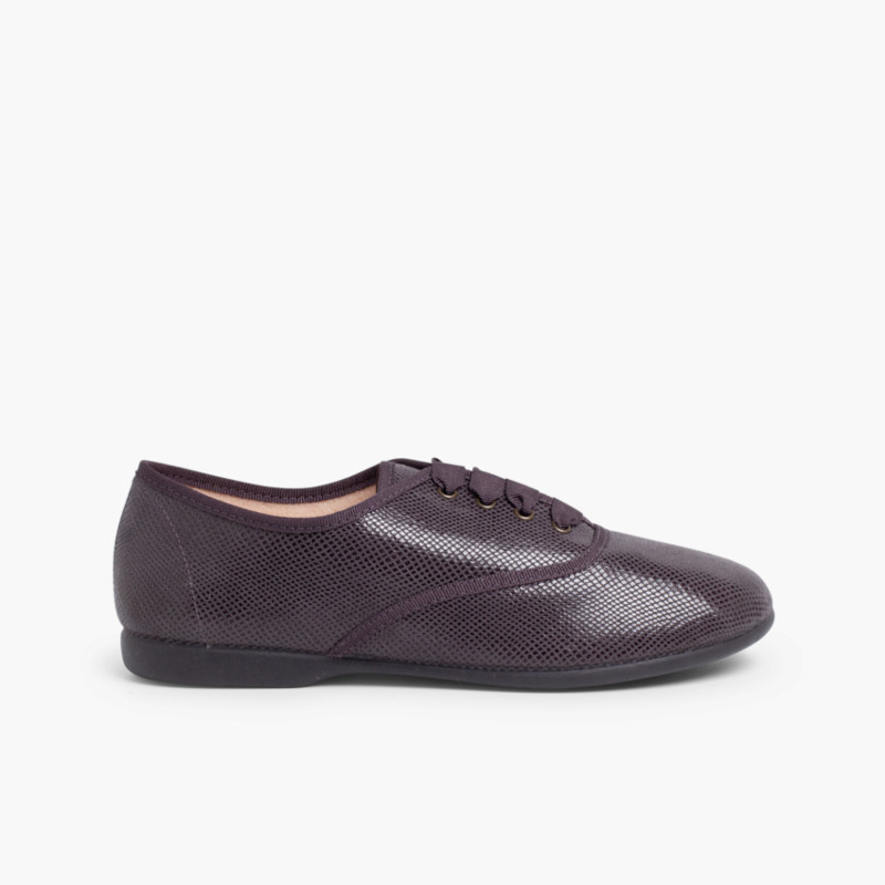 Sapatos Blucher Menina e Mulher tipo Serpente Cinzento