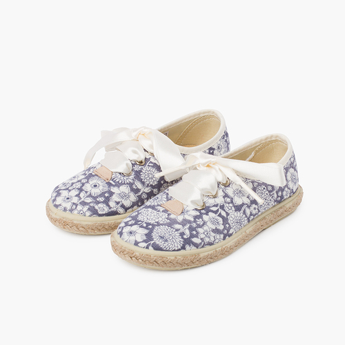 Blucher Flores e Juta Atacadores Cetim Azul Marinho
