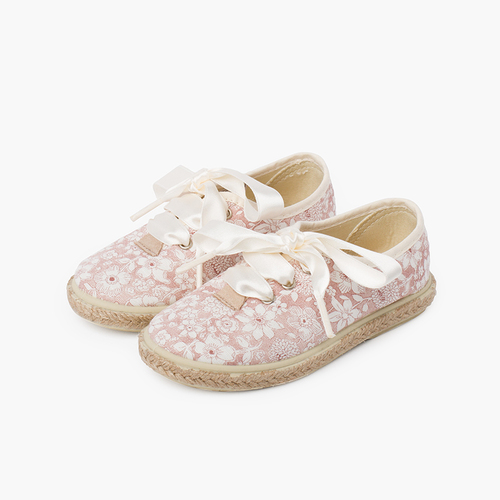 Blucher Flores e Juta Atacadores Cetim Maquilhagem