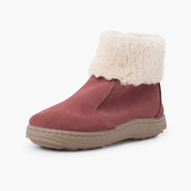 Bota sola sport fecho-éclair e pelo Rosa