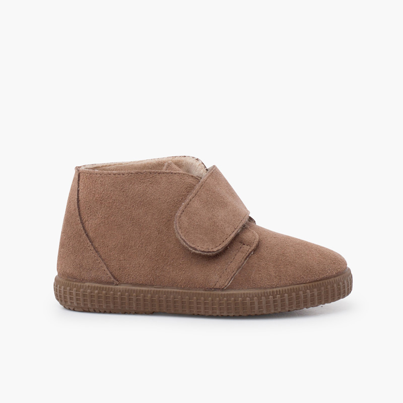 Botins tira larga aderente pelinho Taupe